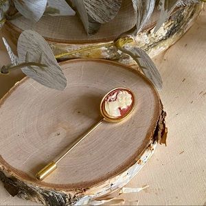 Vintage- Gilt Frame Open Back Cameo Stick or Hat Pin